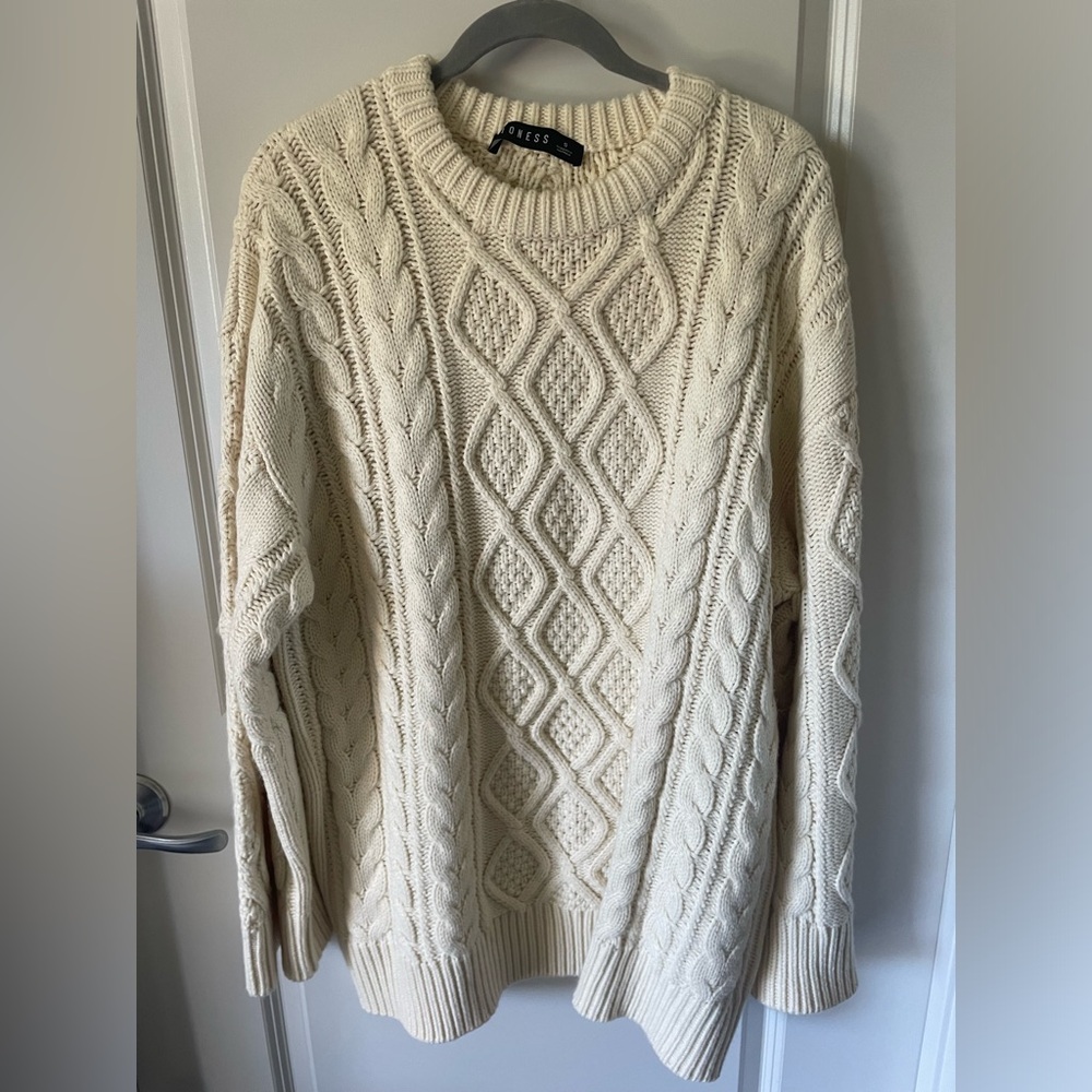 Lioness oversized ivory cable knit